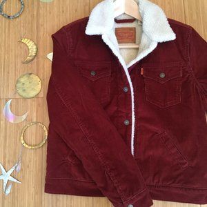 Levi Sherpa Chord Trucker Jacket